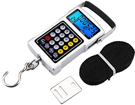 Bilancia digitale da appendere con gancio per pesca digitale con nastro di misurazione 7 in 1 Bilancia a sospensione digitale da 110 lb / 50 kg Batterie non incluse
