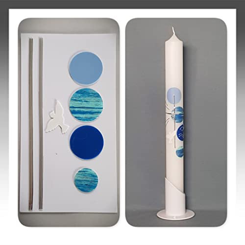 Silkes-Kerzenladen BASTEL-SET für Kommunionkerzen und Taufkerzen Motiv + Beschriftung ! MS 14