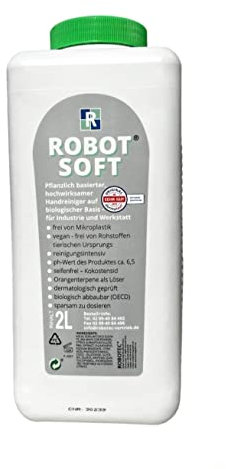Sonntagseifen Handwaschpaste Robot-Soft | 2 Liter Kartusche | für stark verschmutzte ölige Hände | pflanzliche Reibmittel und biologisch abbaubar | Profipaste KFZ, Gastronomie, Industrie und Werkstatt