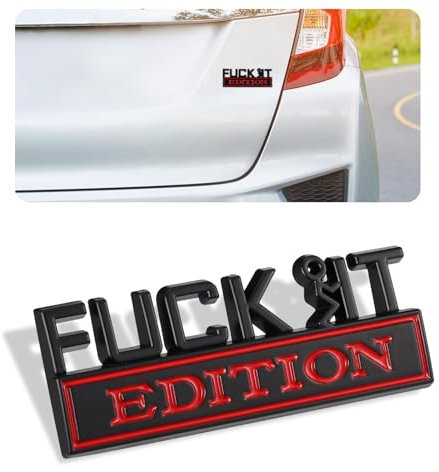 Huiguli Fuck it Car Emblem,Car Exterior Emblems Badgee 3D Sticker Decall, Fuck-IT Edition Emblem 3D Fender Badge Decal, 3D Fender Badge Decal Car Truck Replacement, Fit for All Cars (Black/Red)
