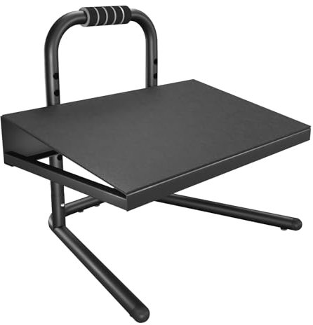 WORLDLIFT Fußstütze Schreibtisch - 6-fach Höhenverstellbare Fußstütze mit Softgrip-Griff,Untertisch-Fußstütze zum Stehen und Sitzen, Ganzstahlkonstruktion, Schwarz