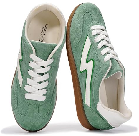 Project Cloud Fashion Sneakers for Women 2026 - Lace-Up Shoes Trendy Women Sneakers with Memory Foam Insole Women's Fashion Sneakers Non-Slip Womens Shoes (Irita, Green Multi, 5.5)