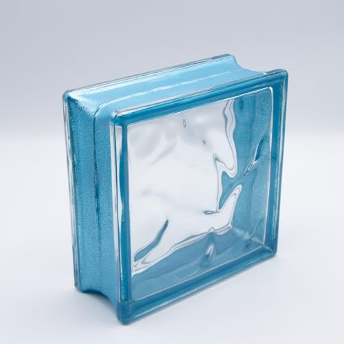 Design Glasbaustein Wolke Reflex indigo, 19x19x8 cm - 6 Stück