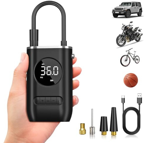 WYRIAZA Gonfleur Pneus Voiture, Compresseur à Air Portatif 150PSI 4X Plus Rapide, avec LCD Numérique et Lumière LED, 4 Modes Compresseur Voiture pour Voiture, Moto, Vélo, Ballons, etc