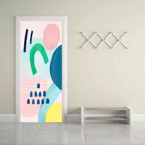 Papel Tapiz 3D, Mural Autoadhesivo Para Puerta, Vinilo Extraíble, Decoración Del Hogar, Calcomanía Artística Rayas Abstractas 80 X 200 Cm Póster De Pared Pegatinas Para Puertas - Foto D-2842895472995