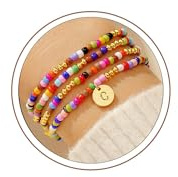 Turandoss Initial Bracelets for Teen Girls - 6 7 8 9 10 Year Old Gifts, Colorful Beaded Initial C Bracelet Jewelry for Teen Girls Baptism Gifts