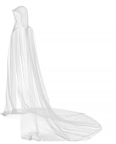 Capa de tul de 2 niveles para mujer, capa con capucha de bruja, vampiro, cosplay, fiesta, fantasma, novia, elfo, vestido de novia, vestido de novia, gótico, medieval, renacentista, disfraz de
