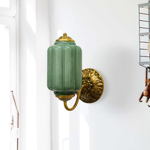 Stesulfr Vintage Mike Green Glasvägglampa Glasskärm Antik Mässing Inomhusvägglampa för Spegel Kök Vardagsrum Galleri Vintage Mjölkglas Badrumslampa