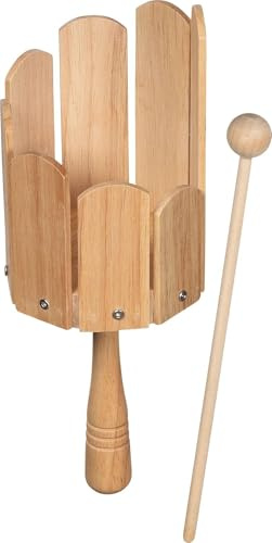 goki 61840 - Tambour mélangeur en Bois avec maillet - Instrument de Rythme pour Enfants à partir de 3 Ans - Jouet Musical avec Sons clairs - 24,5 cm