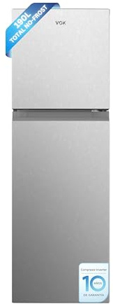 VOK Frigorífico Combi 2 Puertas EVR-190NEI, 190 L, Total No-Frost, Inverter, Bajo Nivel Sonoro 40dB, Al 149cm An x 49cm, Puertas Reversibles, Inox