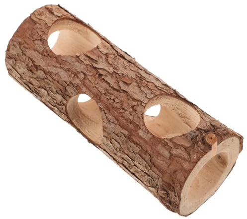 VALICLUD Túnel de Madera Natural para Hámsteres y Pequeños Animales Juguete Masticable Seguro Tamaño Pequeño Adecuado para Cobayas Jerbos y Conejos Escondite y Zona de Juego para