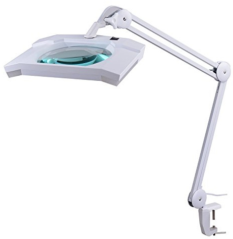 SEMPLIX LED Lupen-Tischleuchte 3D weiß (Linse 189 x 127 mm/Tischklemme)