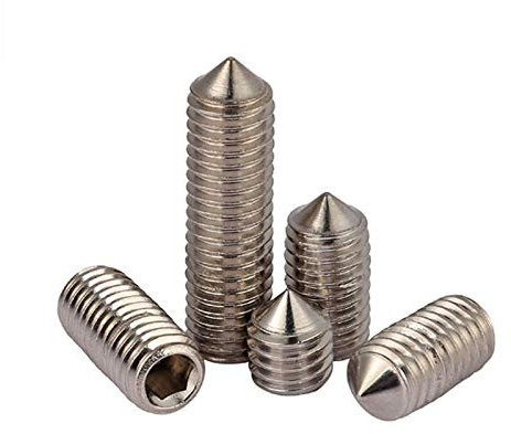 Lot de 10 vis sans tête à pointe conique en acier inoxydable, différents filetages métriques, vis sans tête à six pans creux (M5 x 10 mm)