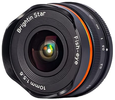 Brightin Star 10mm F5.6 Fisheye Lens for Fuji XF Mount Mirrorless Cameras, Manual Focus Prime Ultra-Wide Angle APS-C Lens Fit for XT5, XT4,XT30,XPRO3/1,XT200,XS10.XA7.XE4.XH1 (Black)
