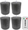 Sompex LED Kerzen mit Timerfunktion und flackernder Flamme, grau ⌀ 10cm, Höhe 10,5cm, Adventskranz 4er Sets, Weihnachtsdeko, LED Deko, Stumpenkerzen (4er Set mit Fernbedienung)