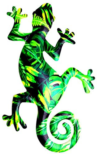 TOPINCN Metal Gecko Wall Art Decor, Lézard Coloré Sculpture Murale Décoration à Suspendre Art Sculpture Artisanat pour Intérieur Extérieur Maison Chambre Salon Bureau (Couleur 4)