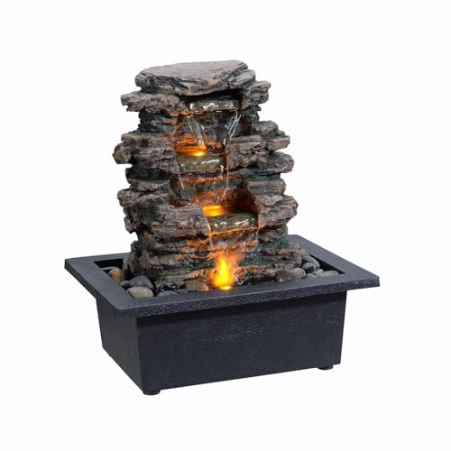 MAOCHI Tabletop Water Fountain, Home Décor Soothing Sound Machine with Automatic Pump, Deep Basin and Natural River Rocks. Indoor Zen Relaxation for Office, Living Room, or Bedroom Décor.