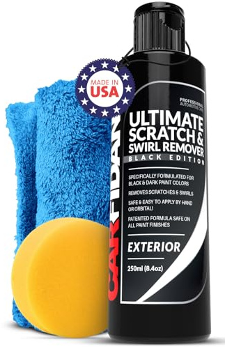 Carfidant Black Scratch and Swirl Remover - Car Scratch Remover for Vehicles Paint - Polishing Compound for Cars with Pad - Cutting Compound Paint Restorer