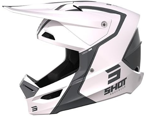 SHOT RACE GEAR Casque Motocross Furious Reflex White Glossy – Casque Moto Tout-Terrain Homologué ECE 22.06 – Ultra Léger 1300 g – Ventilation Optimisée – Intériérieur Lavable – Fermeture Double D