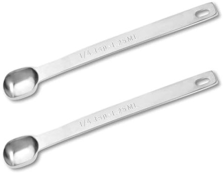 Giantree Cuchara medidora individual de acero inoxidable, 1,25 ml, 1/4 cucharadita, rectangular, cuchara medidora rectangular, mini cuchara de especias (1,25 ml)
