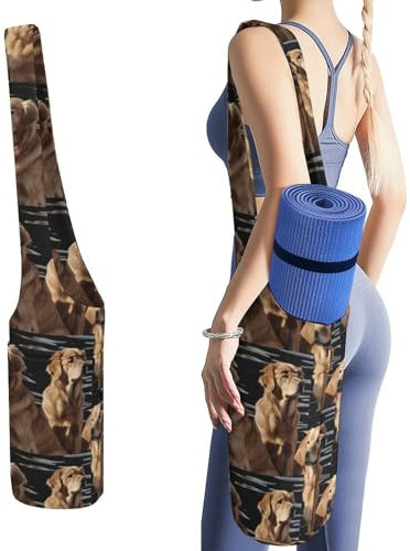 JKLQWH Golden Retrievers bedruckte Yogamatten-Tasche, lange Tragetasche mit Taschen für Ihr Yoga-Zubehör, Übung, Yogamatte, Tragetasche, multifunktionale Aufbewahrungstasche, hält die meisten