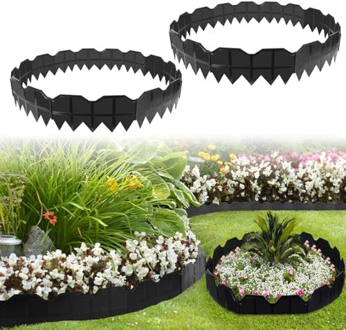 40 Pezzi Bordatura Flessibile in Plastica per Prato, Recinzione Invisibile da Giardino da 12,4 m, Bordi per Aiuole Paesaggistiche, Bordura ad Incastro per Giardino, per Prato, Terrazze e Sentieri