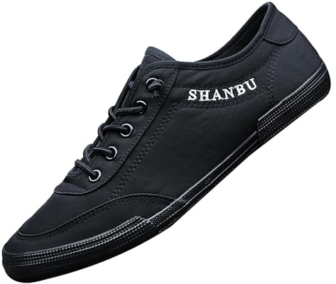Baskets pour hommes en toile Chaussures plates Bout rond Chaussures basses à lacets Chaussures décontractées légères Pieds larges Chaussures pieds nus Chaussures de sport respirantes Chaussures