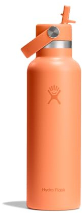 Hydro Flask – Standard Flex Straw Cap 621 ml (21 oz) Bottle – Stainless Steel, Leakproof, Cupholder Compatible – Insulated Cold 24 Hrs – Nectar