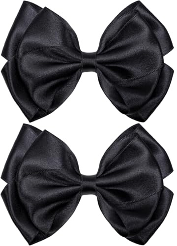 TOFAEVN 4.5 Hair Bows Clips Hair Accessories for Women Girls Toddlers Children Grosgrain Ribbon Alligator Clips (Black)