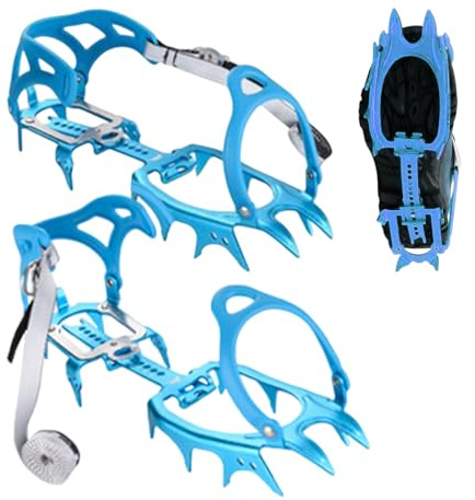 Tuxuseo Maniglie per ghiaccio per scarpe – 14 artigli – Manici per scarpe da arrampicata e ghiaccio – Per escursioni invernali, alpinismo, e attività all'aperto