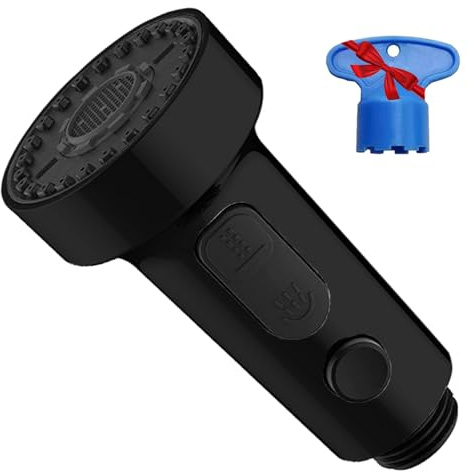 Robinet Cuisine Douchette Tête Remplacement, 3 Modes Extractible Douchette Evier Cuisine, Mousseur pour Robinet Evier, Tête Douche Remplacement pour Rétractable Mitigeur Lavabo Cuisine G1/2, Noir