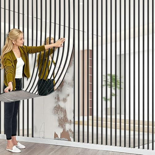 5Roll 6mm Thick 3D Stripe Silver Self-Adhesive Wallpaper, Peel and Stick Wallpaper, Mirror Reflective Effect, Foil Insulation Self Adhesive Wall Panel Sound Absorbing For Bedroom, Living Room 40cm*3m