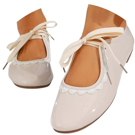 Mary Jane - Zapatos planos de piel para mujer, cómodos y bajos, zapatos de bailarina vintage elegantes con tiras para noche, sandalias de piel lacada sencillas para fiestas, oficina, uso diario