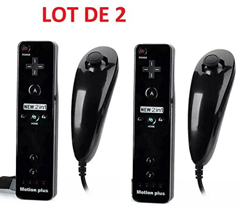 Straße Game 2 X Télécommande Wiimote plus (Motion plus inclus) et Nunchuck pour Nintendo Wii et Wii U - Noir