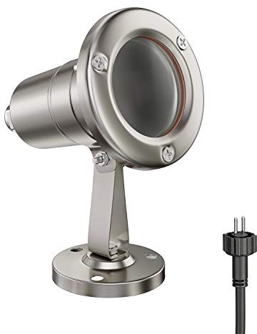 ledscom.de Faretto da giardino MUK per uso esterno, IP65, acciaio inox, 1x GU5.3 max 15W