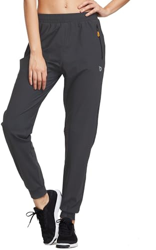 baleaf Joggingbyxor, dam, joggingbyxor, lätta sportbyxor, långa träningsbyxor, ventilerande löparbyxor, snabbtorkande joggingbyxor, dragkedjeficka, sommar, B-grå, L