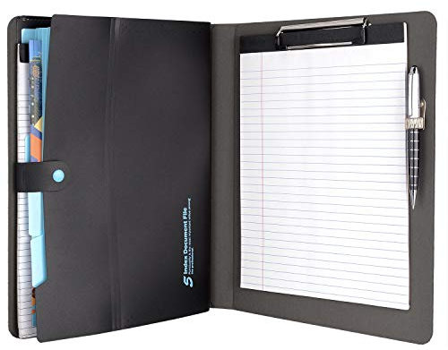 iCarryAll Notizblock-Portfolio mit Fächermappe, A4, erweiterbarer Ordner, Business-Mappe, Organizer, Portfolio, schwarz, 26 x 26 x 32 cm (HMQ003-BK)