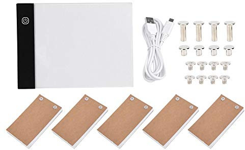 LED Zeichnung Leuchttisch Light Pad Kit, A6 LED Painting Lichtpad mit 5 Sketchbooks Bindeschrauben Led Zeichnen Leuchtplatte mit USB Kabel für Painting Malen Designen Zeichnen Skizzieren