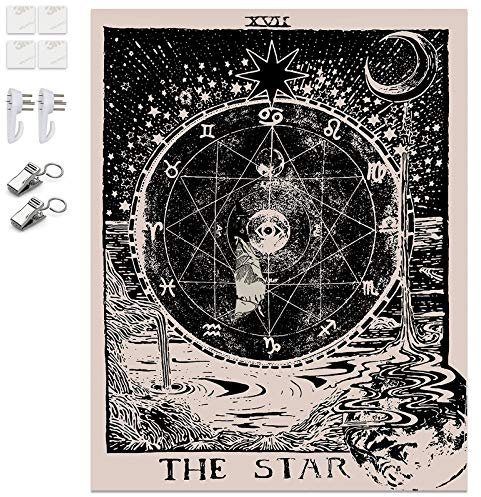 Unnosin Wandbehang Tapisserie Tarot, Wandteppich Astrologie Konstellation Tapisserie Meditation Tapisserie, für Psychedelic Mystic Zimmerdekoration 150 x 130 CM Star