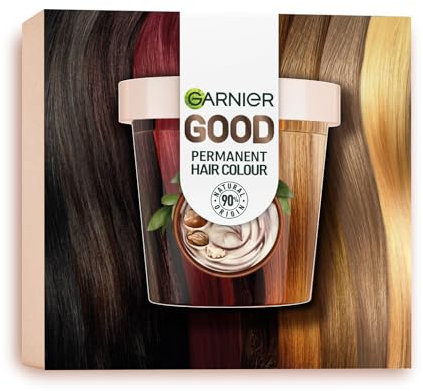 GARNIER GOOD Coloración Permanente Kit de Recarga, Color Brillante, 100% Cobertura de Canas, Color Duradero 8 Semanas, 90% Origen Natural, Sin Amoniaco, Vegano, Cruelty Free, 4.15 Castaño Marrón Glacé