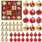 MHwan Weihnachtskugeln Rot, 44 Stück 6CM & 3CM Exquisit Bemalte Weihnachtsbaumschmuck Set, Funkelnde Christbaumschmuck Kunststoff, Fallsichere und Langlebige Christbaumkugeln Weihnachtsbaumkugeln