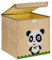 Relaxdays Aufbewahrungsbox, Panda-Motiv, Stoffbox für Kinder, faltbar, HBT: 33 x 33 x 33 cm, Spielzeugbox, beige/weiß