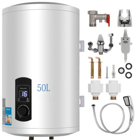GMSLuu Chauffe-eau électrique Smart Control avec réservoir intégré : 35 L. Chauffe-eau mural électronique avec affichage numérique pour salle de bain et cuisine. 2KW 220V (50 L)