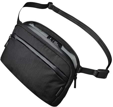 ALPAKA Flight Sling 2L - Crossbody Sling Bag Portable, Packable, Ajustable & Detachable Shoulder Strap, Weatherproof Fabrics, YKK Zippers, Men Travel Bags Fits iPad Mini, Black Axoflux 210
