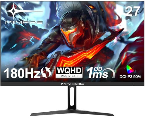 Minifire Gaming Monitor 27 Zoll - WQHD(2560×1440p),180 Hz, 1ms(OD) | HDR, AMD FreeSync, Motion Blur Reduction Technologie | Fast IPS 10 Bit Panel (MFG27F4Q)