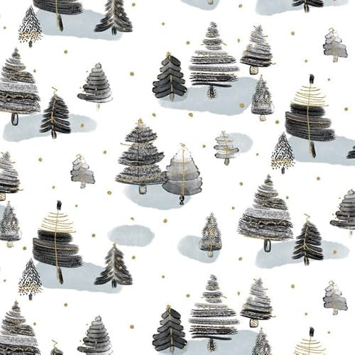 20 Servietten Winter Moderne Bäume schwarz gold als Tischdeko. Papierservietten mit Motiv für Weihnachten Winterwald Bäume elegant. Auch für Decoupage und Serviettentechnik 33x33cm