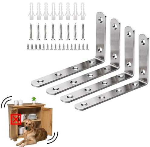 Qivine Anti Tip Furniture Anchors, Heavy Duty Metal Furniture Straps, 4Pack Bookshelf Anchors to Wall with Secure 400 lbs Anti Tip for Boys Proofing Cabinet Shelves Bookshelf