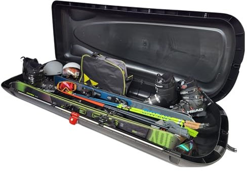 Skibox Ski Gepäckbox Dachbox Auto Dachkoffer - VDP BA-480 - Volumen 480 Liter - Außenmaße: 200 x 79 x 37,5cm (LxBxH) - Ski und Snowboardbox - Autokoffer abschließbar