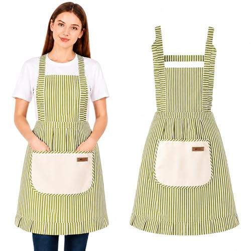 FAIRYGATE Aprons for Women Unisex Adjustable Apron Cooking Kitchen Chef for Home Kitchen Restaurant Coffee House