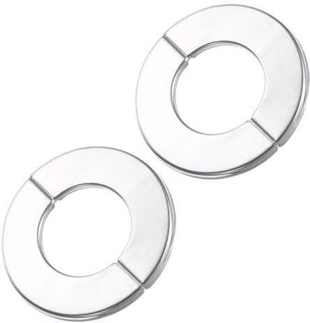 TOP-VIGOR 2 st 35 mm väggdelad fläns rörskydd, 201 rostfritt stål runt rör vapenskölsplatta med självhäftande baksida för radiator, vatten och uppvärmningsrör vägghålsdekoration